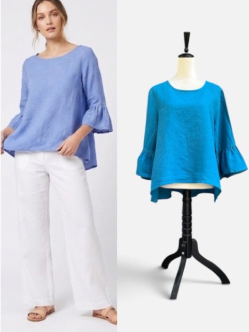 Bryn Walker Fran Linen Top in Isola Blue (Turquoise) Size Small